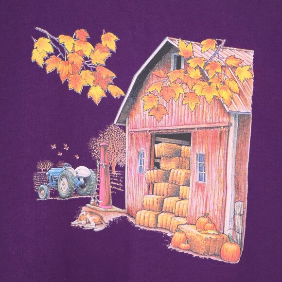 VINTAGE FRUIT OF THE LOOM Single Stitch Short Sleeve Sweatshirt Autumnal Size M - Picture 5 of 6